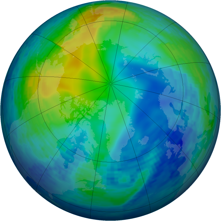 Arctic ozone map for 13 November 1994
